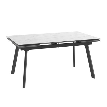 Стол ALTEZA FOUR-160, раздвижной 160(40+40)x90, МРАМОР СВЕТЛЫЙ - COMPAKT CER/ЧЕРНЫЙ